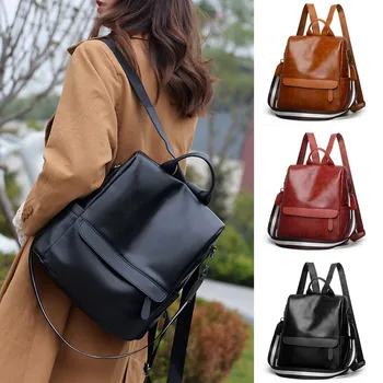 

Casual PU leather Women Backpack Black Waterproof Nylon School Bags For Teenage Girls Fashion Travel Backpack Tote Mochila