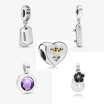 

2019 New Fashion 100% high quality HERO DOG TAG MULTI-COLRED CZ BLUE CRYSTALS Pendant CHARM Original DIY Jewelry