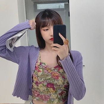 

2020 New Arrival Women Jackets Gentle Wind Clavicle Top Female Slim Sunscreen Thin Knit Cardigan Women's Clothing