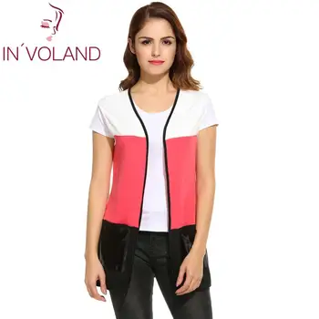 

New Women Waistcoat Short Jackets Casual V-Neck Patchwork Vest with Waist Belt Ladies Outwear Clothes