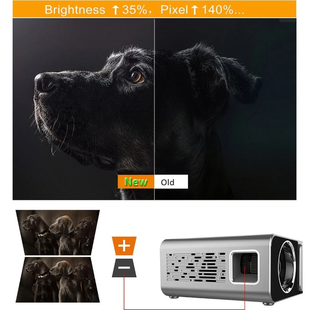  T6 HD LED Projector 1280x720p Optional Android 7.1.2 Portable HDMI USB 1080p Home Theater Projector