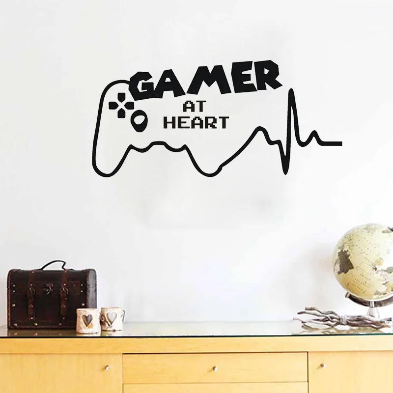 Autocollant mural en vinyle pour salle de jeux vidéo Gamer At Heart, Sticker  mural amovible pour chambre d'adolescent ou de garçon, décoration de  maison, DIY bricolage - AliExpress