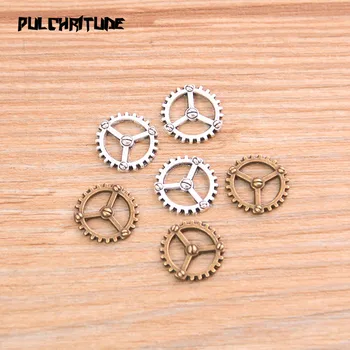 

40PCS 2020 New 12mm MINI Size Two Color Metal Alloy Machinery Round Gear Pendant Jewelry Charm Jewelry Gear Findings