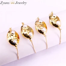 10 шт., позолоченный натуральный перламутровый Овальный Соединитель с гальваническим покрытием, Женские Ювелирные изделия