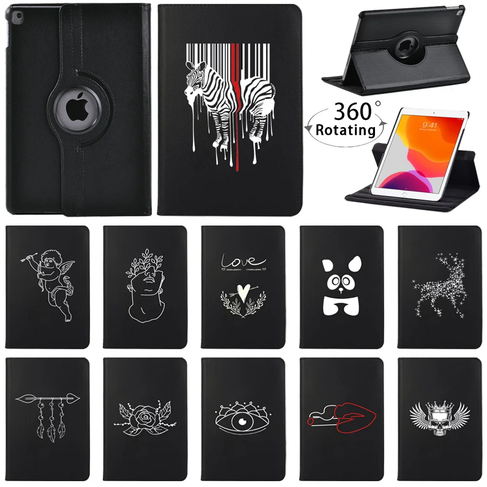 

For Apple Ipad Mini 4/5/ipad 2/3/4/IPad 5/6/7/8th 10.2" - 360 Degree Rotating PU Leather Stand Tablet Case + Stylus