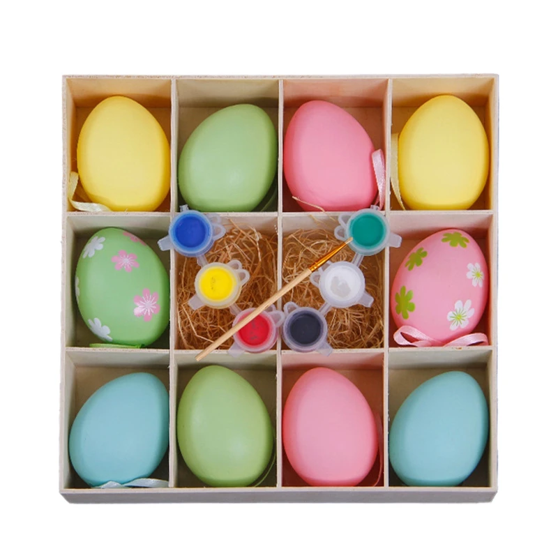 

10Pcs Easter Eggs Children DIY Craft Eggs Hand Painted Easter Decorative Toys
