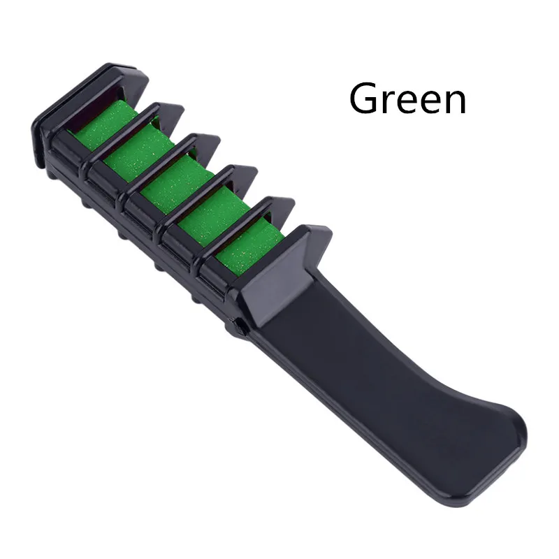 Green Hair Comb Модный 1 набор, 4 цвета, краска для волос, временная краска для волос, мел, пудра, мягкий салонный цвет для волос, сделай сам, мелки для укладки волос, вечерние, рождественские - Цвет: Green Hair Comb