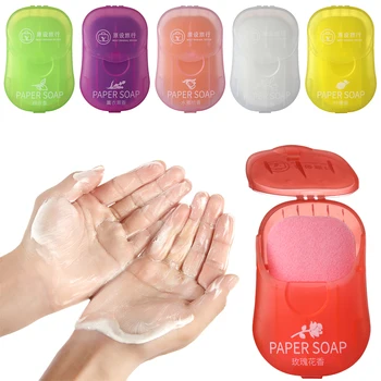 

6 pcs Portable Disposable Soap Paper Clean Scented Slice Foaming Convenient Mini Box Paper Soap For Outdoor Travel Use