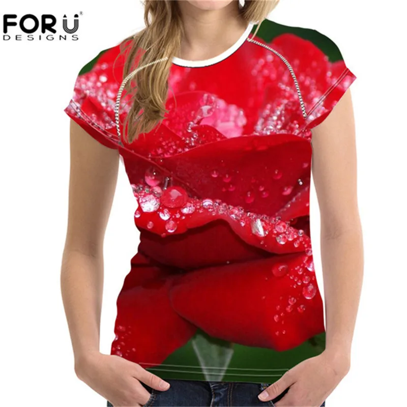XQ0065BV FORUDESIGNS/желтая футболка с принтом в виде цветка; 3D с цветочным принтом или принтом роз футболки для Для женщин и девочек футболки женские короткий рукав эластичные футболки Повседневное XXL - Цвет: XQ0065BV