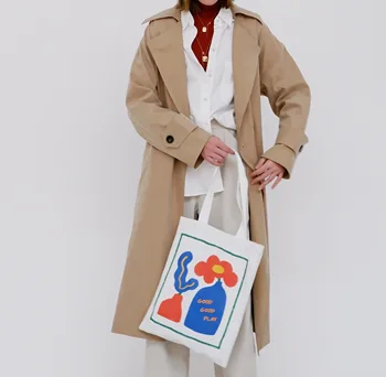 

Fashion hot sale new Korean version canvas bag portable shopping bag