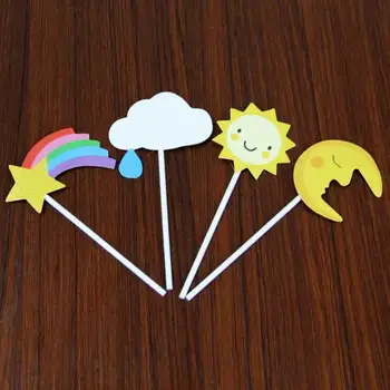 

4pcs/Set Cartoon Cake Topper Child Birthday Cake Decoration Lovely Rainbow Sun Moon Star Shape Cupcake Topper