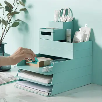 

A4 Paper Organizer Drawer Storage Box Multi-functional Stackable File Cabinet Pen pencil Holder for Office Desktop Storage Tool