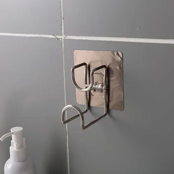 

Stainless steel basin hook in bathroom, no mark in toilet, no nail, stick hook, wall suction cup, basin rack