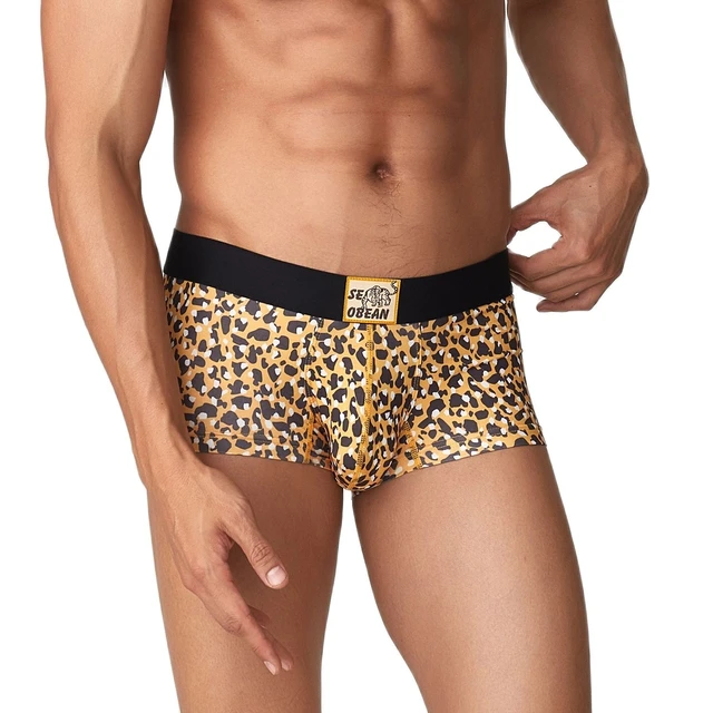 Boxer Sexy imprimé léopard pour homme, sous-vêtement classique