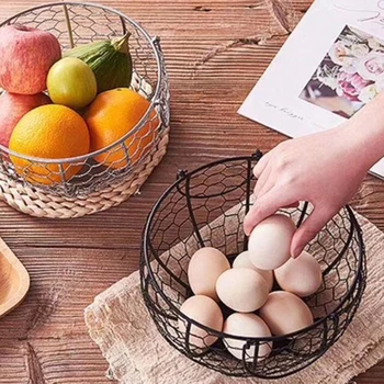 

Creative Iron Art Eggs Storage Basket Chicken Shaped Egg Holder Household Vegetables Container Organizer Rack Basket Hen Storage