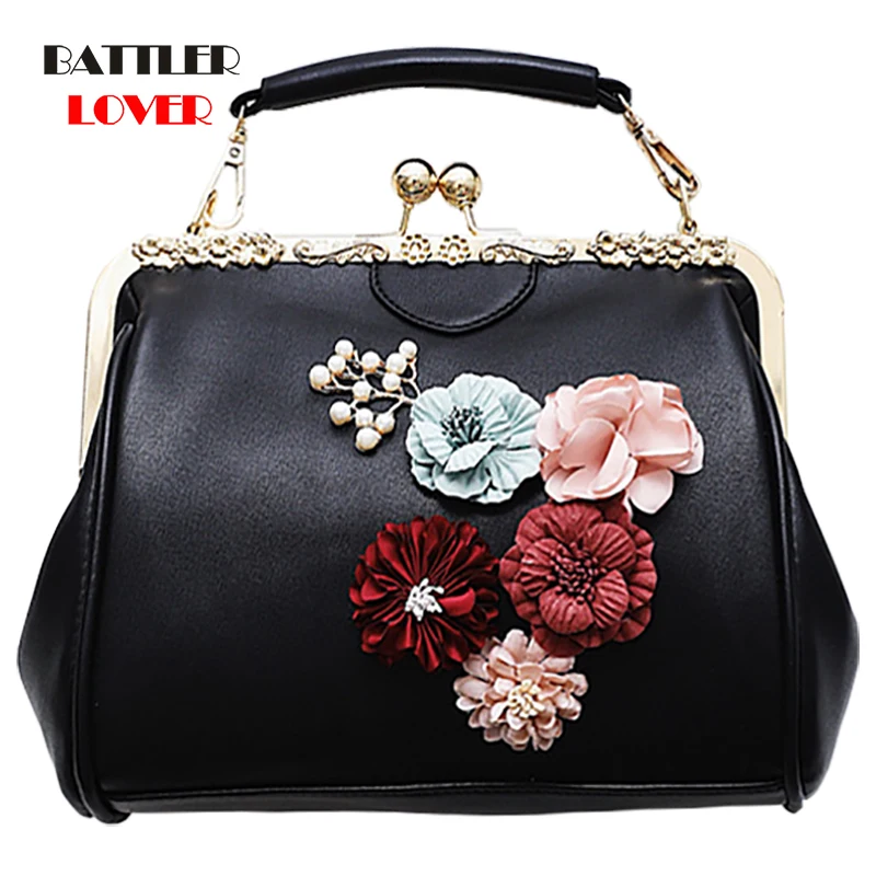 Clip Small Square Bag Female Fashion Dinner Flower Shoulder Diagonal Handbag Bags 2020 Metal Women Floral Single Versatile Hasp