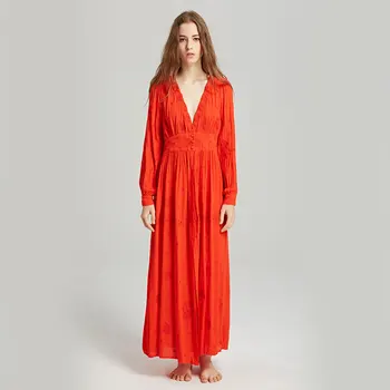 

Summer new women's wear travel Bohemian island holiday ethnic wind embroidery sexy super long dress cardigan dress