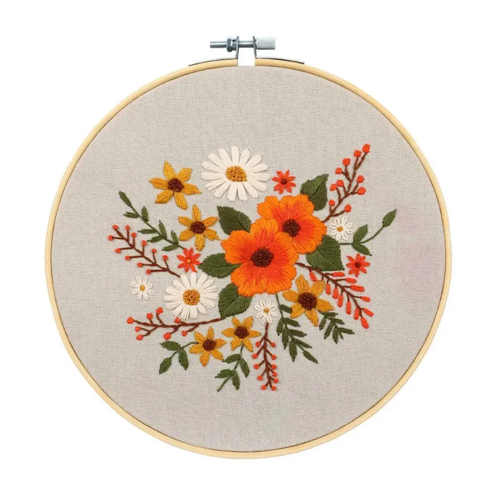 1 Set Embroidery Starter Kit With Pattern And Instructions,stamped