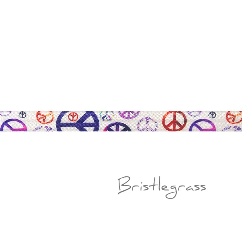 Peace BRISTLEGRASS 2 ярда 5/" 1,5 см Сова Фламинго цветочный принт враг складной над эластичными повязка из спандекса волос галстук платье с повязкой швейная отделка - Цвет: Peace
