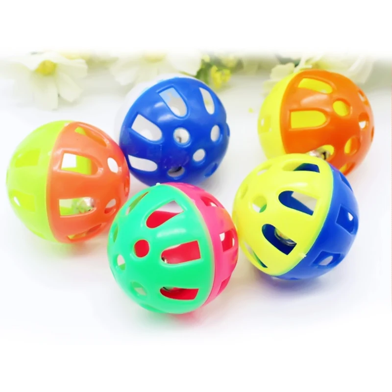 Hot Selling Tinkle Bell Ball Pet Toy Plastic Dog Cat Playing Ball Pet Products cat toys Chewing Round ball Random Color