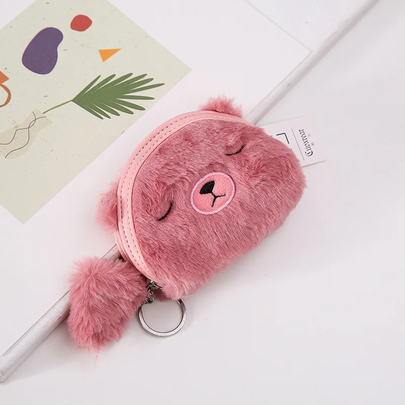 4 стиля милый медведь молния длинный плюшевый Кошелек для монет Kawaii Детский кошелек для монет женские кошельки мини сумочка для девочек держатели для карт