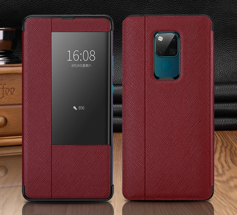Роскошный умный чехол-книжка из натуральной кожи для huawei mate 30 20 Pro 20X20X5G 20 RS P30 Pro Роскошный тонкий защитный чехол для телефона сумка