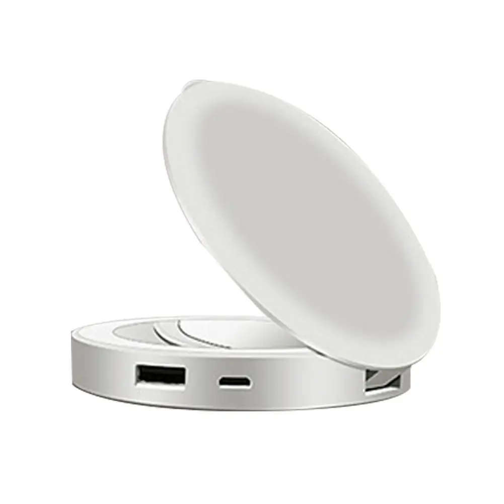 Fashion Mini-LED Portable Makeup Folding Gift Mirror USB Power Supply 3 Colors Portable Double-sided Makeup Mirror Lamp Charging