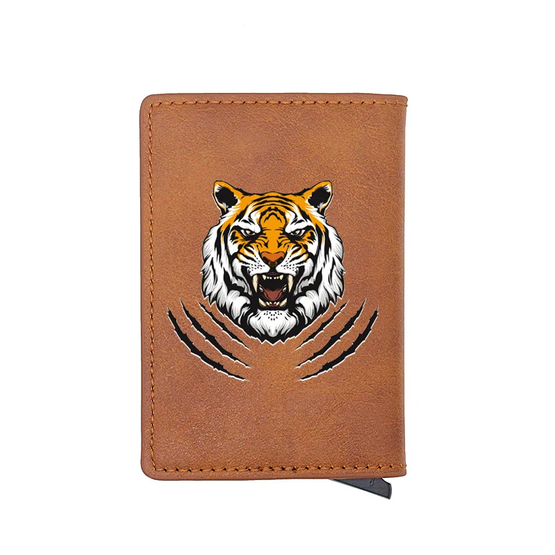 

Cool Men Tiger and Tiger Claw Digital Printing Leather Card Holder Wallet