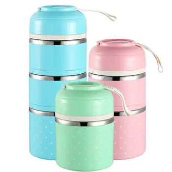 

Japanese Three Layers Lunch Box For Kids Portable Outdoor Stainless Steel Bento Box Leak-Proof Food Container Kitchen Food Box