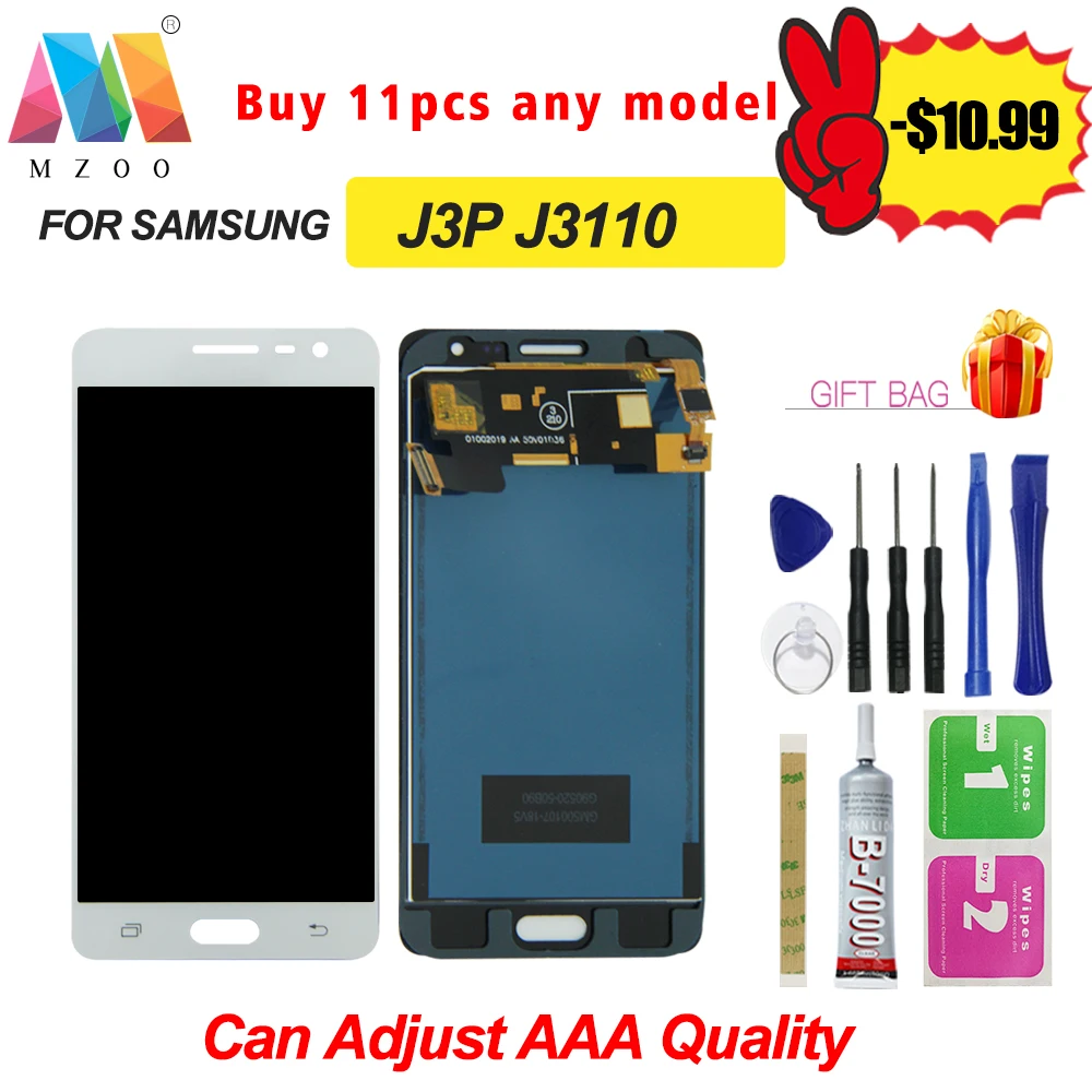 Регулировка яркости J3110 ЖК-дисплей сенсорный экран для samsung Galaxy J3P J3 pro J3119 с
