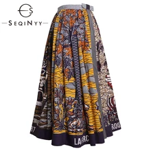SEQINYY хлопковая юбка Лето Весна Новая модная дизайнерская женская длинная юбка трапециевидной формы с винтажным принтом