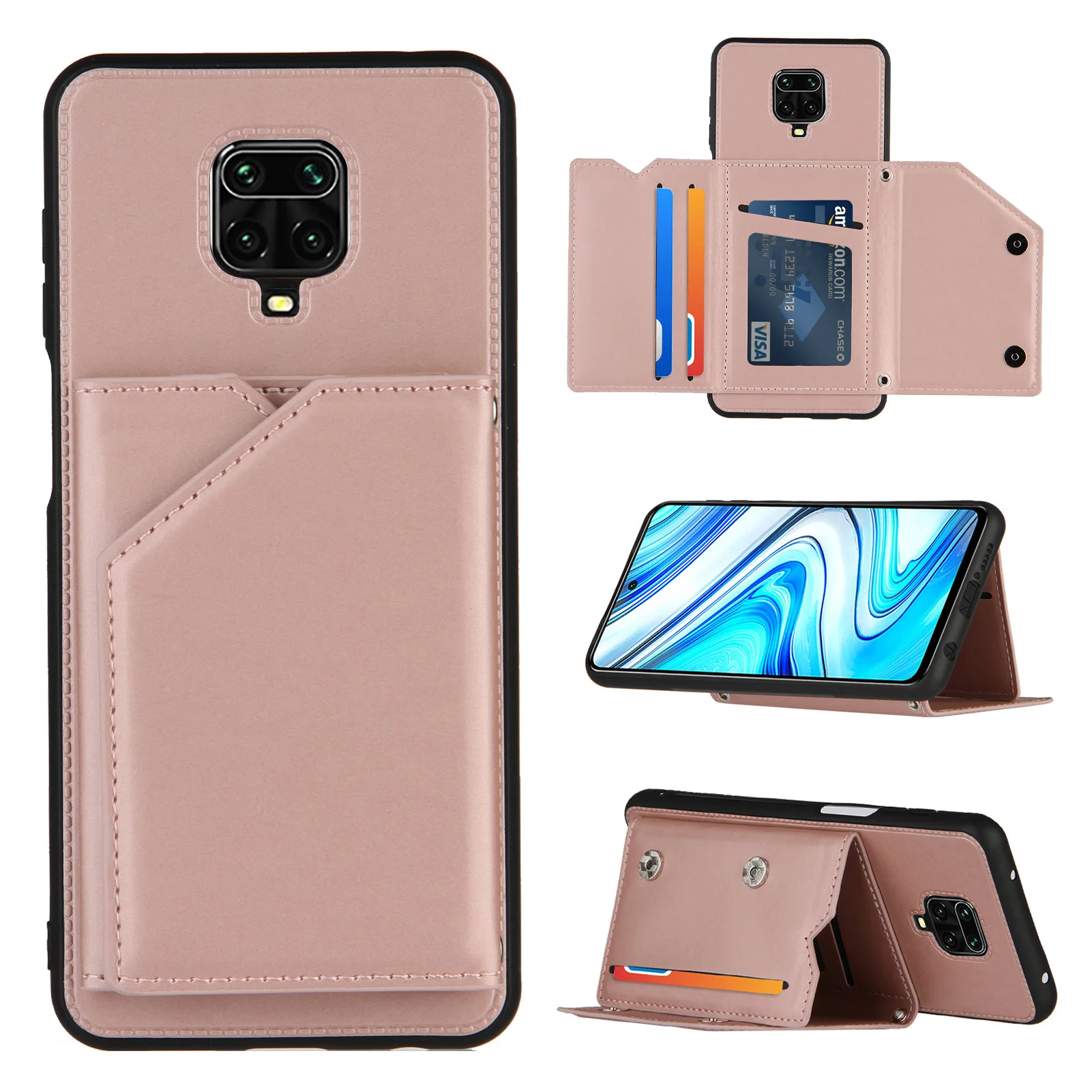 Luxury PU Leather Flip Phone Case For Xiaomi Redmi Note 9 Pro Max Note 9s 9A 9C Wallet Cards Slots Shockproof Cover