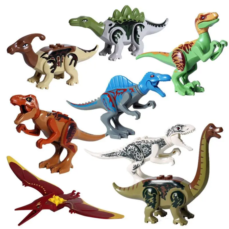 

8pcs Dinosaur Building Blocks Toys,Buildable Dinosaur Building Blocks Figures T Rex,Triceratops, Velociraptor