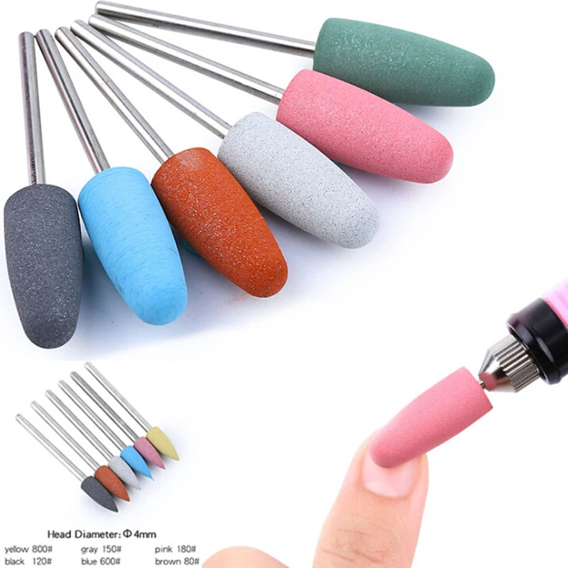 6pcs/set Rubber Silicon Nail Drill Milling Cutter For Manicure Bit Flexible Polisher Machine Electric Nail File Art Tools New