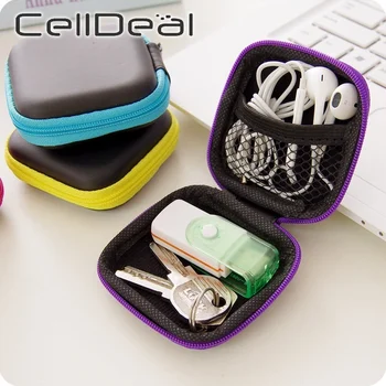 

1 Pcs Square Protective Hard Storage Bag for Key and Coin Earphone Cable with Mesh Pocket Zipper Enclosure Portable Bag Unisex