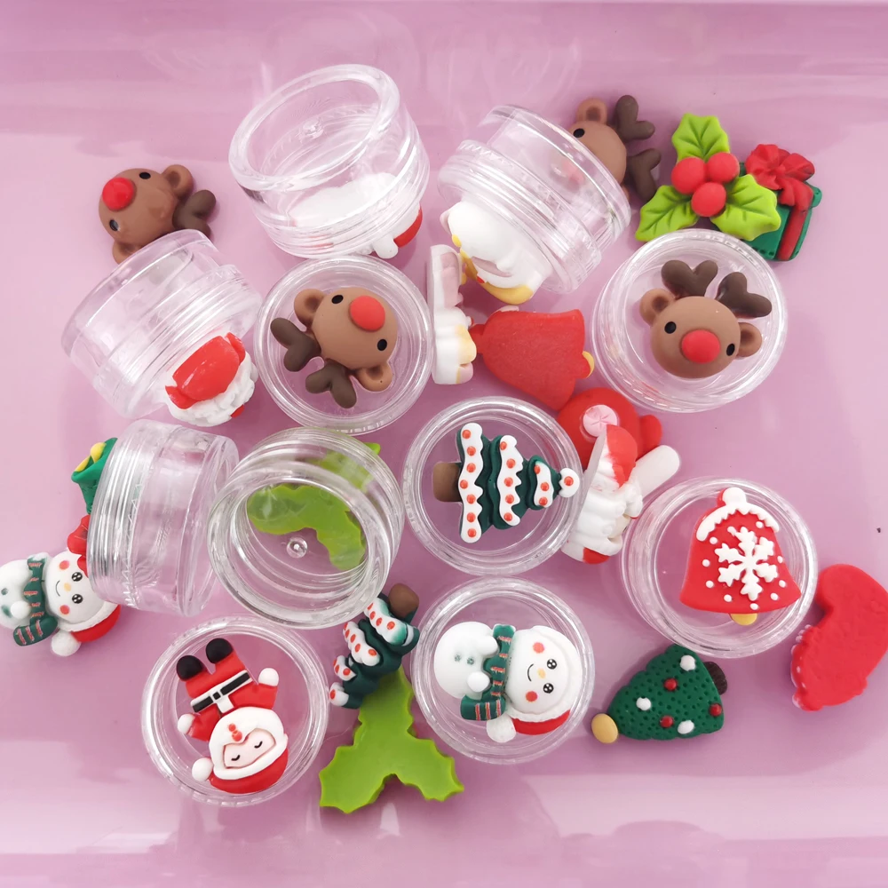 

2022 NEWEST 10 Pcs Cartoon Christmas Jar 3g/5g Empty Storage Transparent Jars For Tobacco Smoking Accessories Christmas Gifts