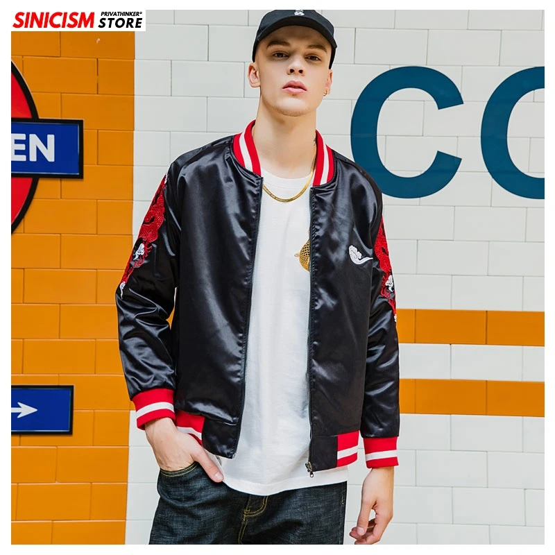 Sinicism Store Мужская осенняя куртка в китайском стиле, Женская свободная модная уличная одежда, мужская куртка-бомбер в стиле хип-хоп с вышивкой
