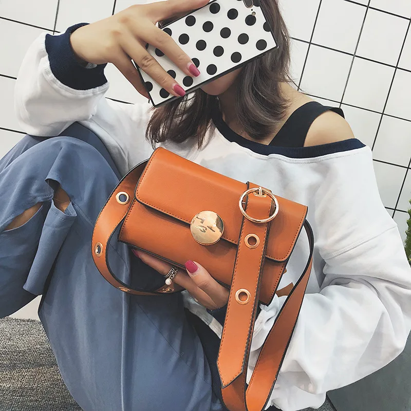 

Korean-style Retro Simple bai da xiao Square Bag Magnetic Snap Circular Ring Strap Shoulder Oblique WOMEN'S Bag