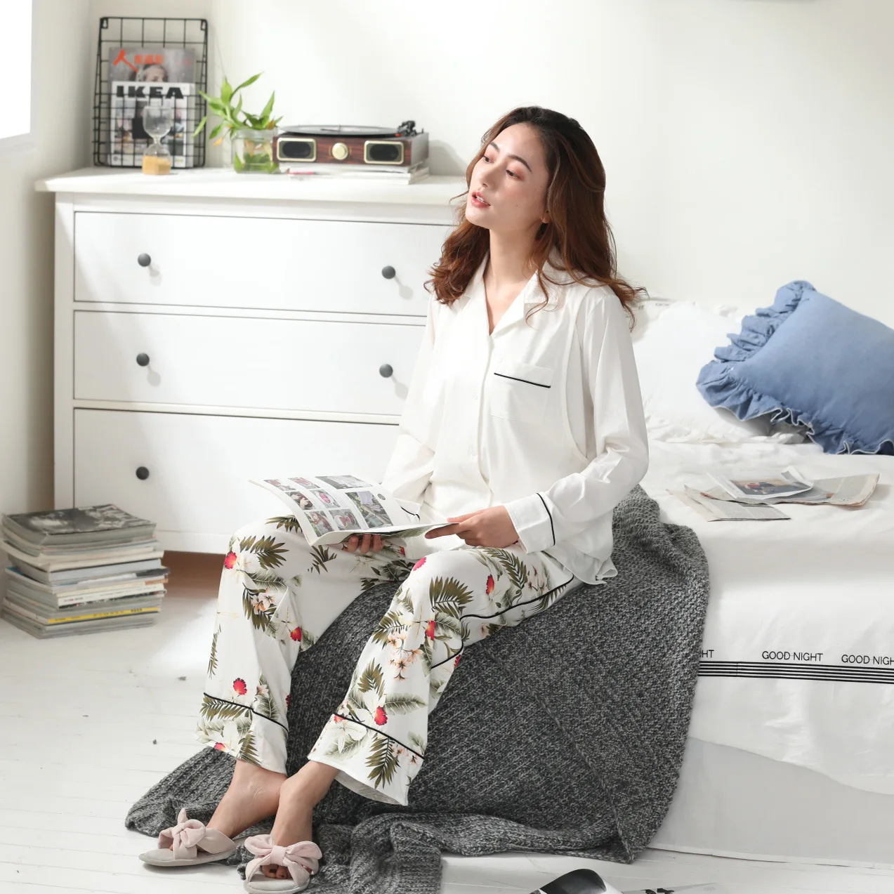 

Photo Shoot Spring And Summer New Style Confinement Clothing Set Postpartum Lactation Garment Pregnant Women Tracksuit Pajamas S