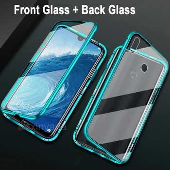 

double sided Tempered Glass Cover For Xiaomi Redmi 7A Redmi 7 Note 7 Pro Case Magnet 360 Full Body Flip Metal Magnetic Shell