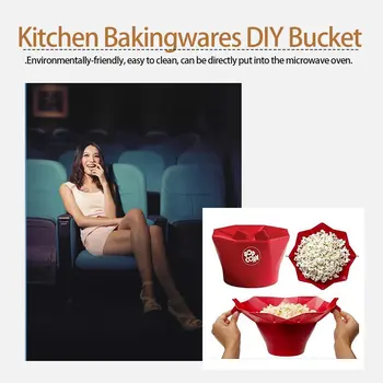 

2018 DIY Silicone Microwave Popcorn Maker Popcorn Popper Homemade Delicious Popcorn Bowl Baking Tools Kitchen Bakingwares Bucket