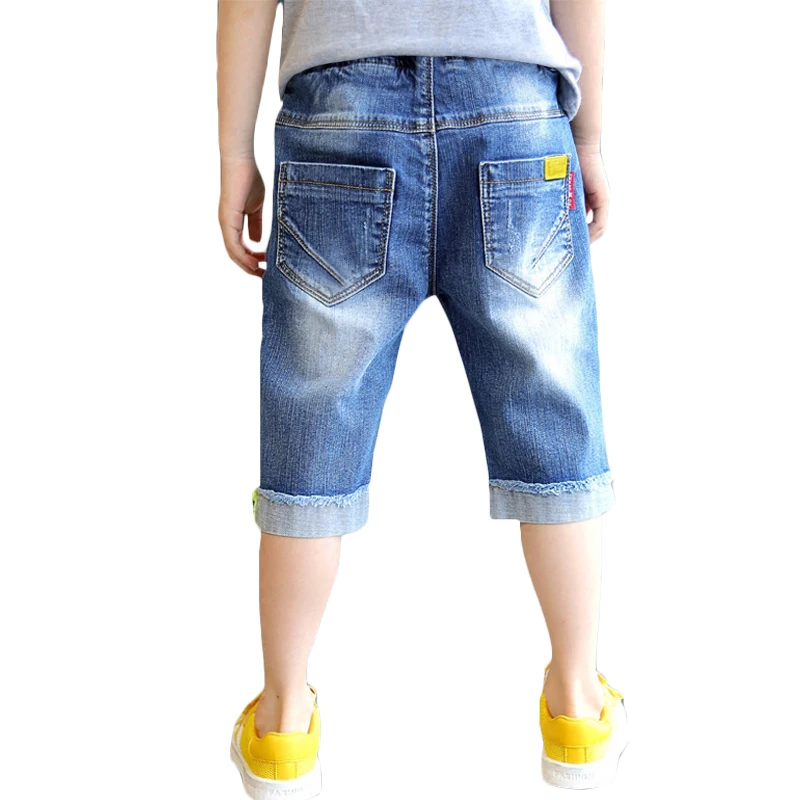 Famli/джинсовые шорты для мальчиков летние детские модные джинсы из мягкого хлопка штаны для подростков, детские короткие прямые брюки От 6 до 14 лет