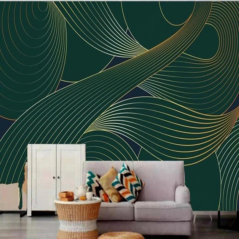 Abstract Retro Gilt Geometric Lines Mural 3d Wallpaper For 3d Living Room  Bedroom Background Wall Home Decor Wall Cloth Fresco - Fabric & Textile  Wallcoverings - AliExpress