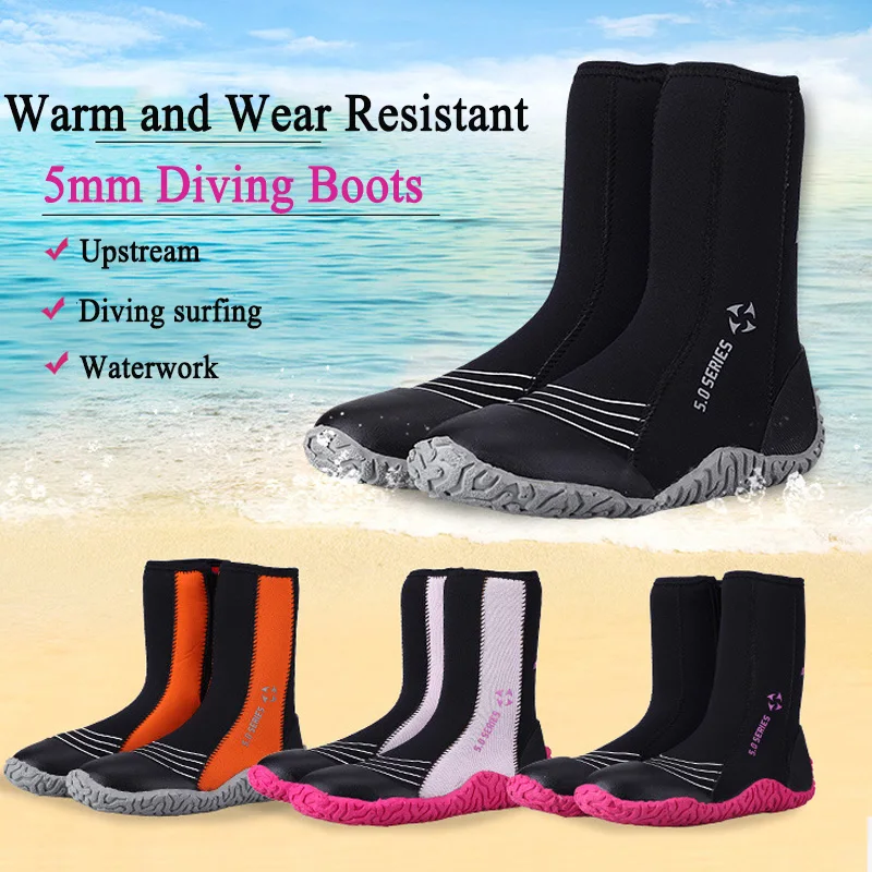 

New Diving Boots 5mm Neoprene Water Socks Women/Men Water Sports Swimming Fins Surfing Boots for Beach Swimming Shoes Snorkeling