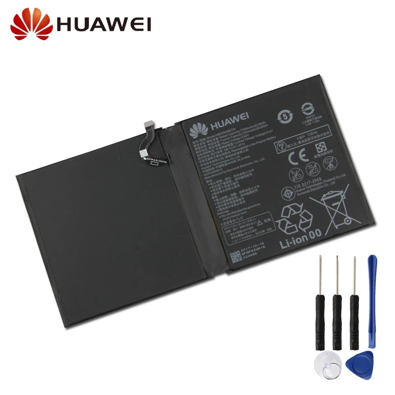 Оригинальная замена планшеты Аккумулятор для Huawei MediaPad M5 CMR-AL09 CMR-W19 HB299418ECW Authenic Перезаряжаемые Батарея 7500 мА-ч