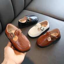 Весенняя кожаная обувь для маленьких девочек и мальчиков; повседневная обувь в британском стиле для девочек и мальчиков; Студенческая обувь; детская обувь на мягкой плоской подошве