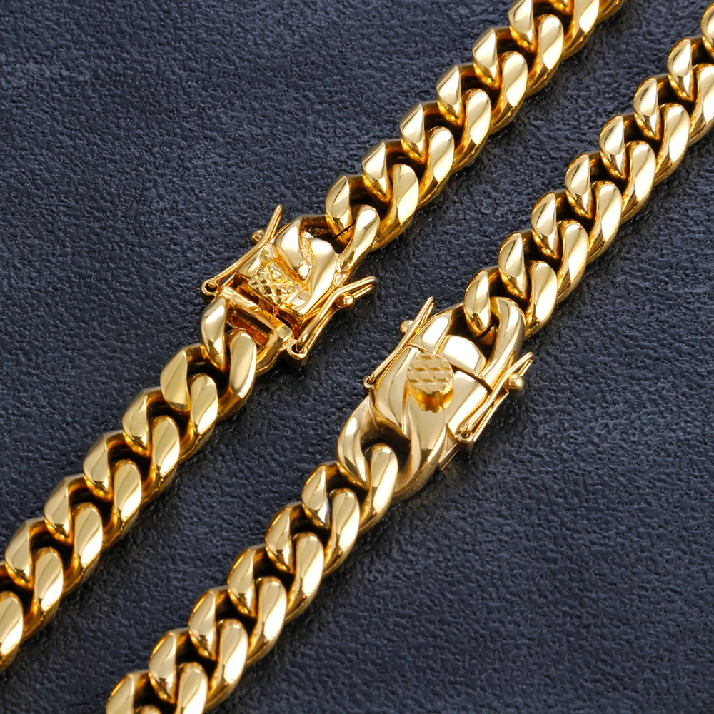 2021 Desian Hip-Hop Golden Curb Cuban Link Chain Necklace for Men and Women 316L Stainless Steel Bracelet Fashion Jewelry Gifts