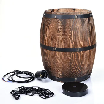 

Ceiling Barrel Lamp Wood Wine Barrel Hanging Fixture Pendant Lighting Suitable For Bar Cafe Lights Atomasphere Restaurant Lamp