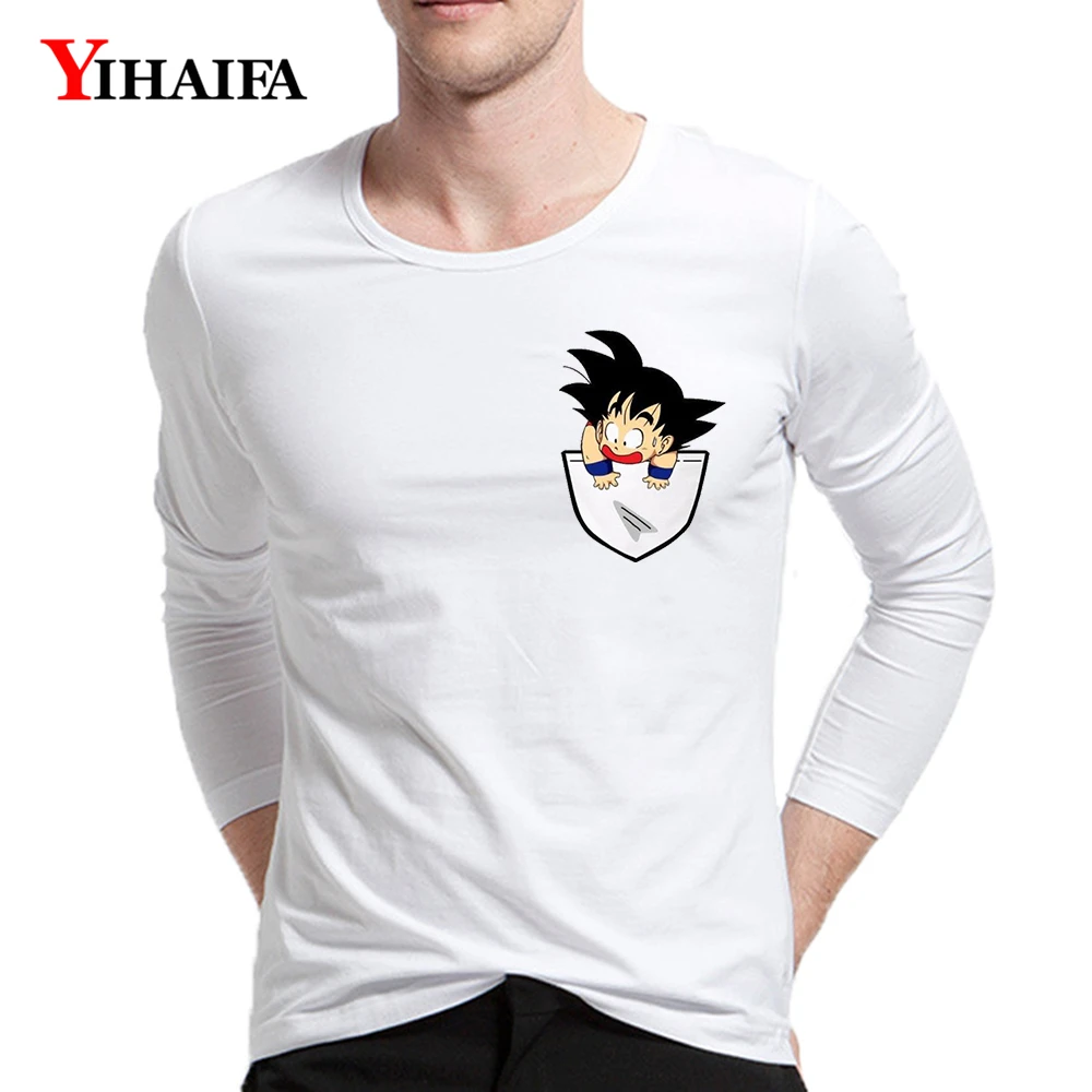 Повседневная мужская футболка с длинным рукавом Pocket Goku аниме Dragon Ball бейсбольная