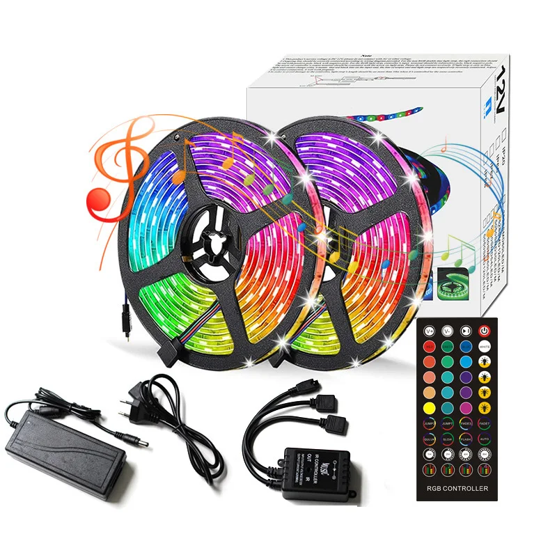 

LED Lights With Music Timing Function 40-key Infrared 5050RGB Waterproof Lights With 5m10m For Festive Background Decoration